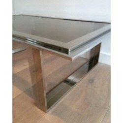 Chrome and Brass Design Coffee Table, Attributed to Willy Rizzo