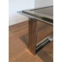 Chrome and Brass Design Coffee Table, Attributed to Willy Rizzo