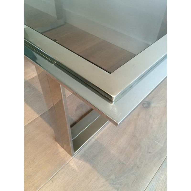 Chrome and Brass Design Coffee Table, Attributed to Willy Rizzo