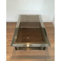 Chrome and Brass Design Coffee Table, Attributed to Willy Rizzo