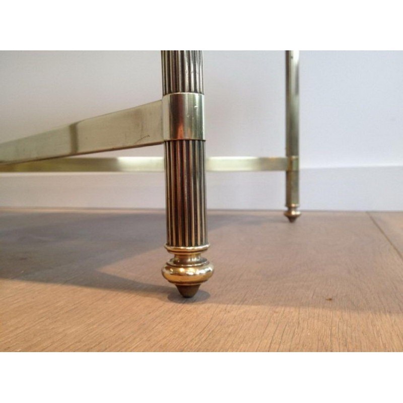 Coffee Table in Brass with Black Lacquered Glass Top by Maison Jansen. Circa 1940