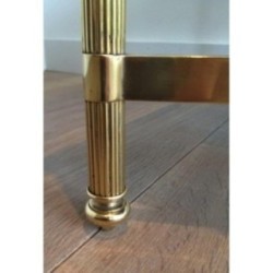 Coffee Table in Brass with Black Lacquered Glass Top by Maison Jansen. Circa 1940