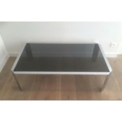 Beautiful Octagonal Coffee Table in Chrome with Black Glass Top. Circa 1970