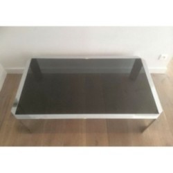 Beautiful Octagonal Coffee Table in Chrome with Black Glass Top. Circa 1970