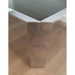 Beautiful Octagonal Coffee Table in Chrome with Black Glass Top. Circa 1970