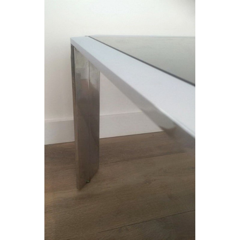 Beautiful Octagonal Coffee Table in Chrome with Black Glass Top. Circa 1970
