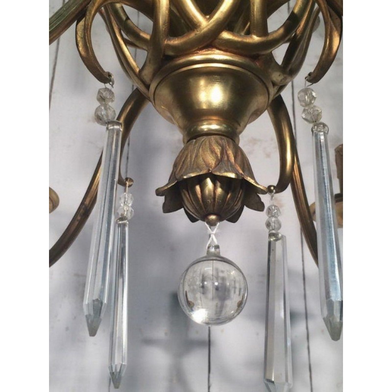Bronze and Crystal Chandelier in the Manner of Maison Baguès. Circa 1940