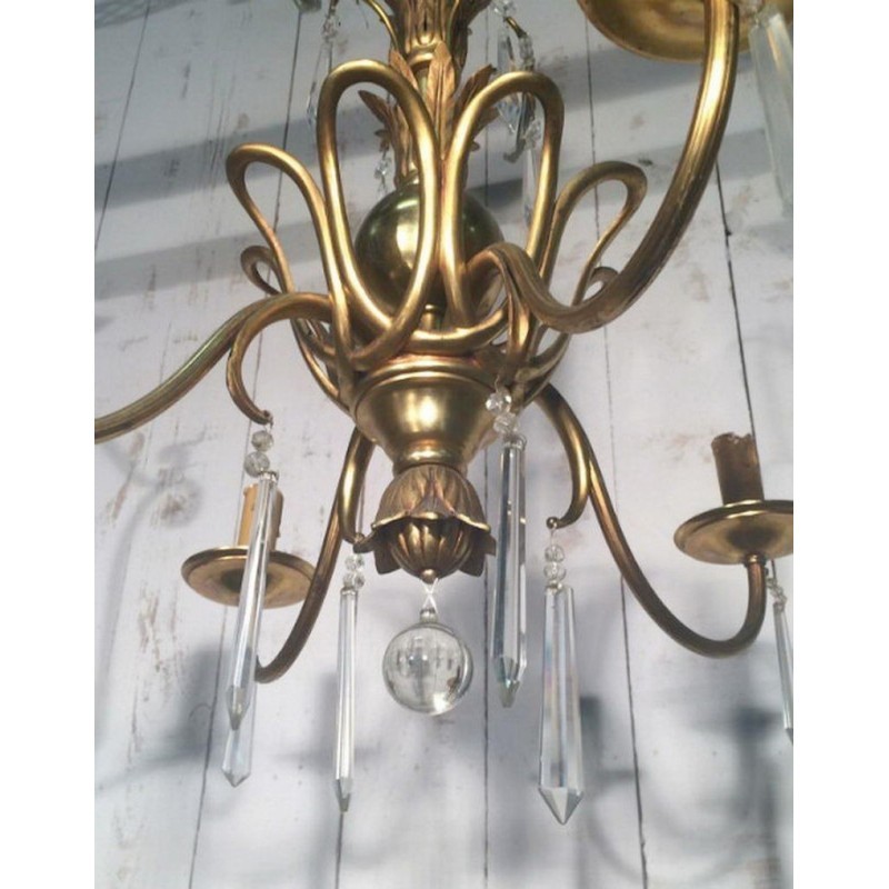 Bronze and Crystal Chandelier in the Manner of Maison Baguès. Circa 1940
