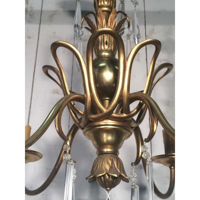 Bronze and Crystal Chandelier in the Manner of Maison Baguès. Circa 1940