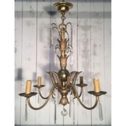 Bronze and Crystal Chandelier in the Manner of Maison Baguès. Circa 1940