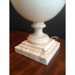 Ceramic Lamp on Travertine Base. Circa 1960
