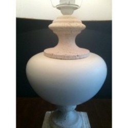 Ceramic Lamp on Travertine Base. Circa 1960