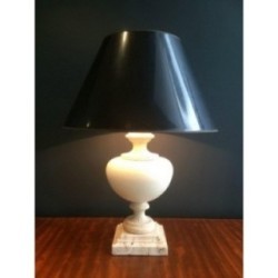 Ceramic Lamp on Travertine Base. Circa 1960