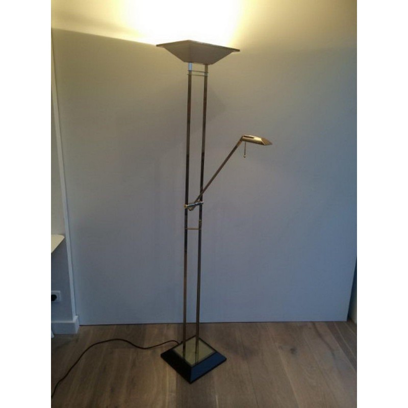 Floor Lamp with Gunmetal Patina and Brass. Circa 1970