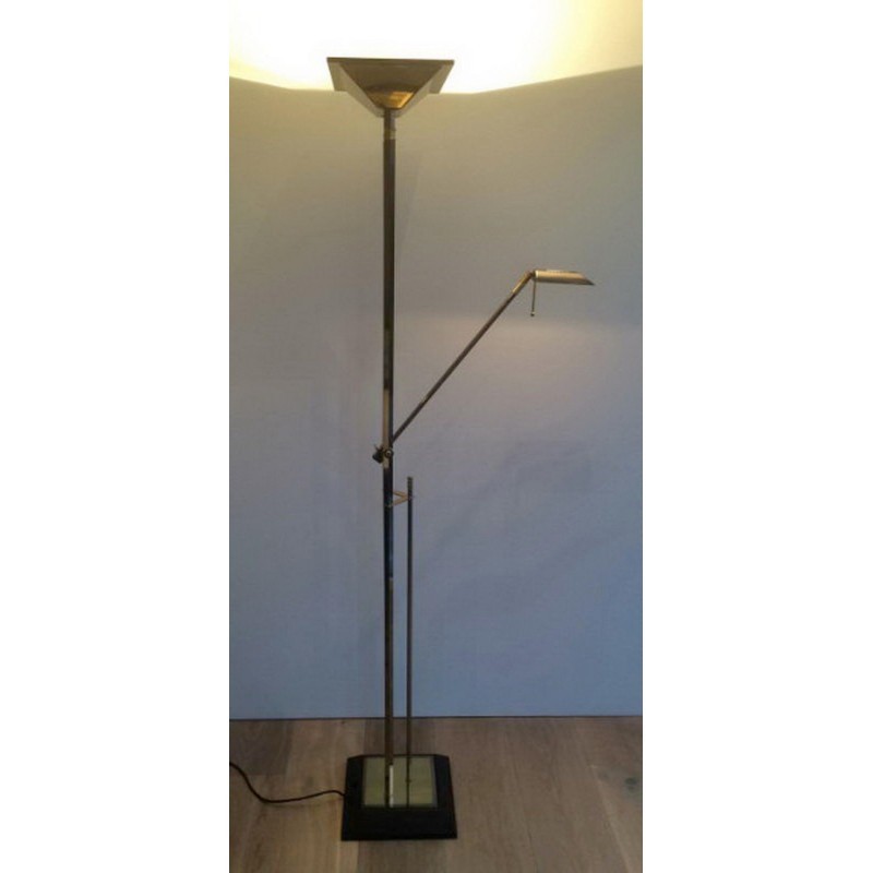 Floor Lamp with Gunmetal Patina and Brass. Circa 1970