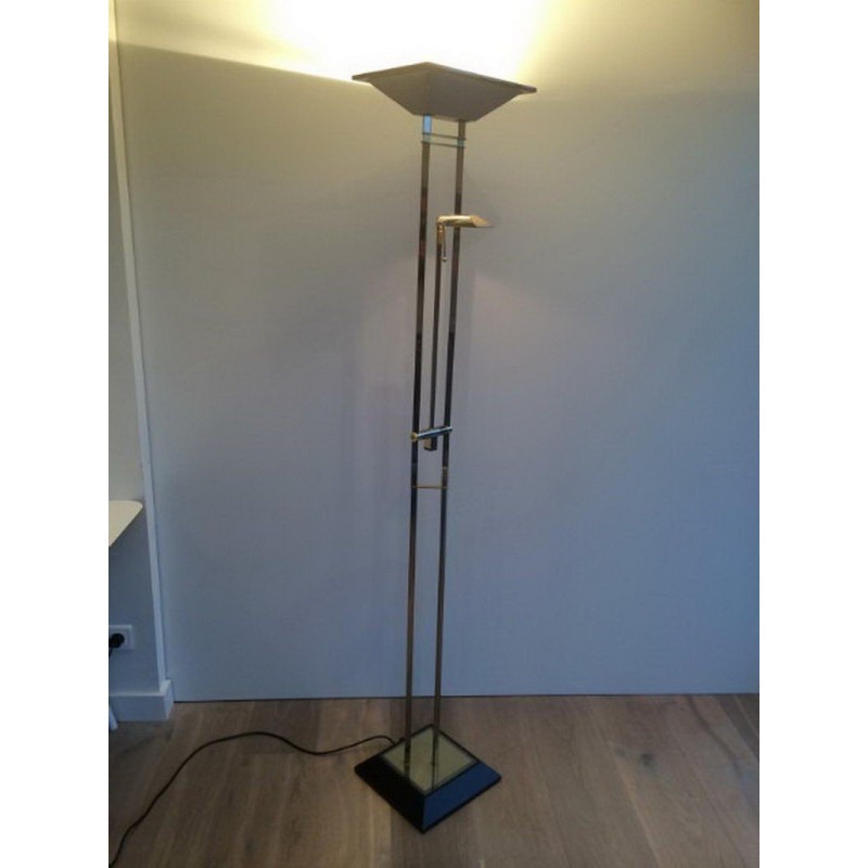 Floor Lamp with Gunmetal Patina and Brass. Circa 1970