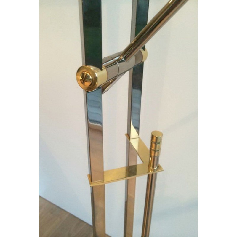 Floor Lamp with Gunmetal Patina and Brass. Circa 1970