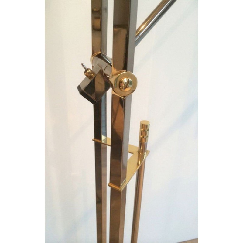 Floor Lamp with Gunmetal Patina and Brass. Circa 1970