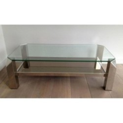 Chrome Design Coffee Table. Circa 1970–1980