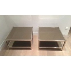 Pair of Large End Tables in Chrome and Bronze Mirrors. Circa 1970
