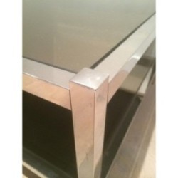 Pair of Large End Tables in Chrome and Bronze Mirrors. Circa 1970