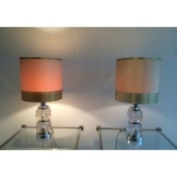 Pair of Glass and Chrome Lamps. Circa 1970