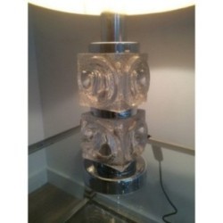 Pair of Glass and Chrome Lamps. Circa 1970