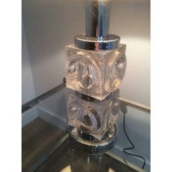 Pair of Glass and Chrome Lamps. Circa 1970