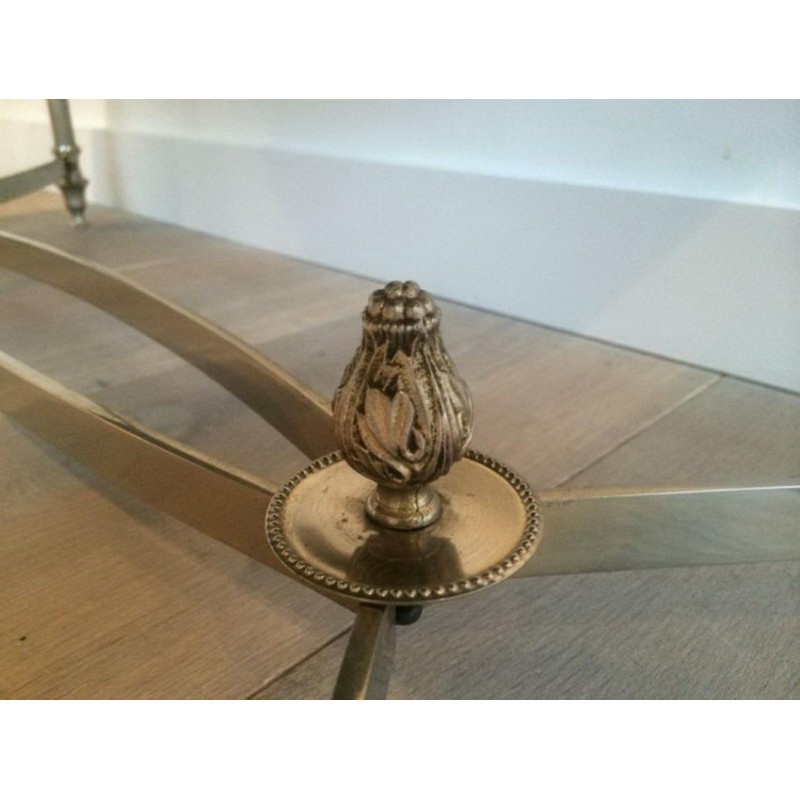 Silvered Coffee Table with Black Lacquered Glass in the Style of Maison Jansen. Circa 1940