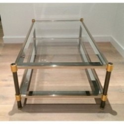 Coffee Table with Gun-Metal Patina and Gilt Metal. Circa 1970
