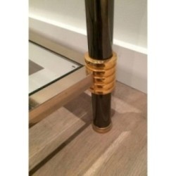 Coffee Table with Gun-Metal Patina and Gilt Metal. Circa 1970