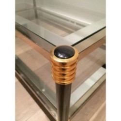 Coffee Table with Gun-Metal Patina and Gilt Metal. Circa 1970