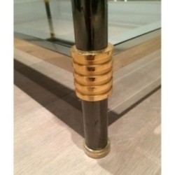 Coffee Table with Gun-Metal Patina and Gilt Metal. Circa 1970