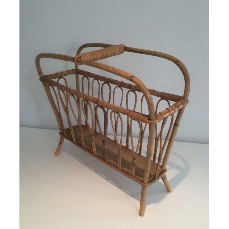 Rattan Magazine Holder. Circa 1960