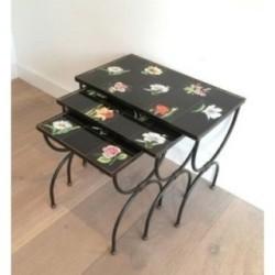 Nesting Tables in Ceramic and Metal. Circa 1950