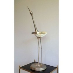 Stylized Metal and Shell Bird Sculpture. Circa 1960