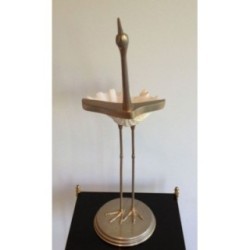 Stylized Metal and Shell Bird Sculpture. Circa 1960