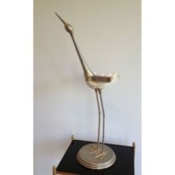 Stylized Metal and Shell Bird Sculpture. Circa 1960