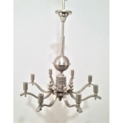 Important Art Déco Silvered Bronze Chandelier. Circa 1930