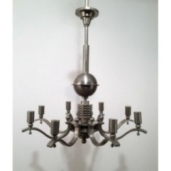 Important Art Déco Silvered Bronze Chandelier. Circa 1930