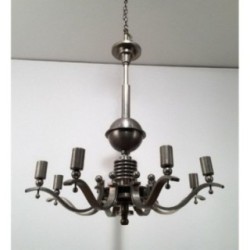 Important Art Déco Silvered Bronze Chandelier. Circa 1930