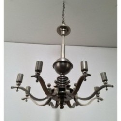 Important Art Déco Silvered Bronze Chandelier. Circa 1930