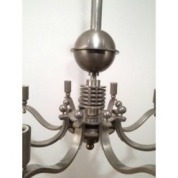 Important Art Déco Silvered Bronze Chandelier. Circa 1930
