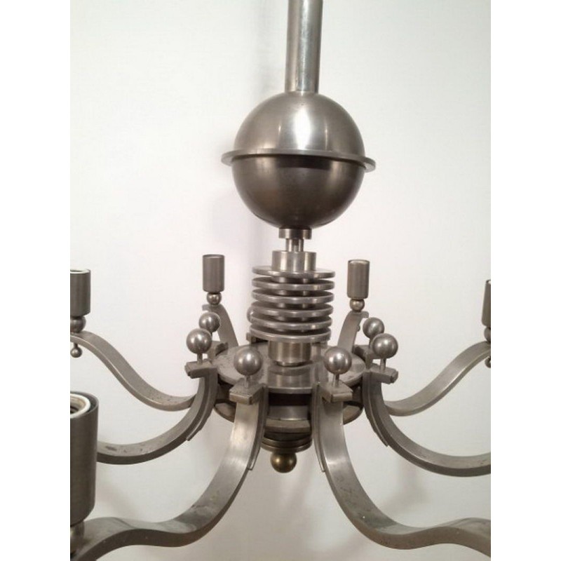 Important Art Déco Silvered Bronze Chandelier. Circa 1930