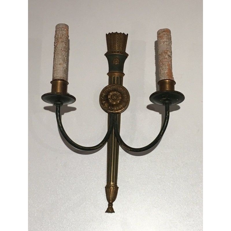 Pair of Empire-Style Bronze Wall Sconces. Circa 1940