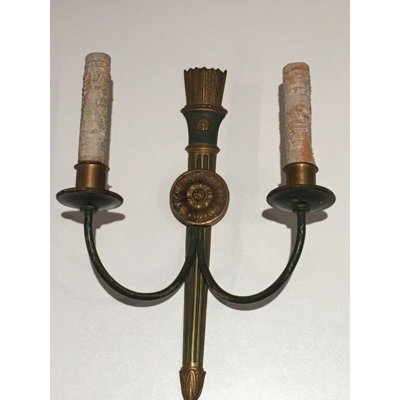 Pair of Empire-Style Bronze Wall Sconces. Circa 1940