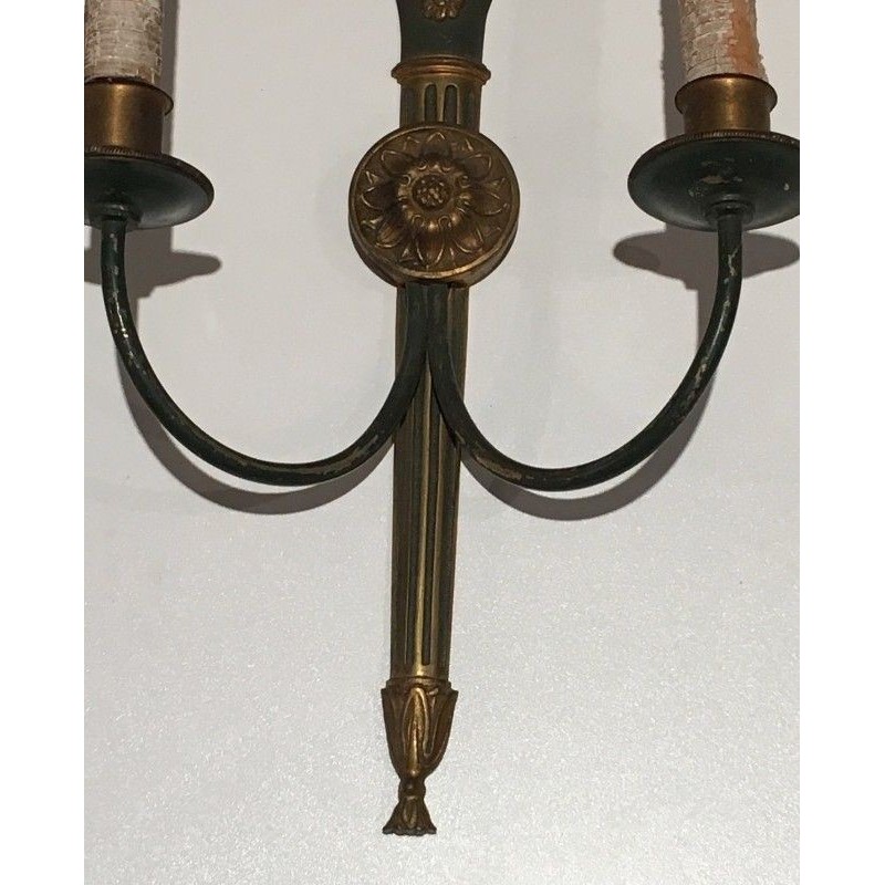 Pair of Empire-Style Bronze Wall Sconces. Circa 1940