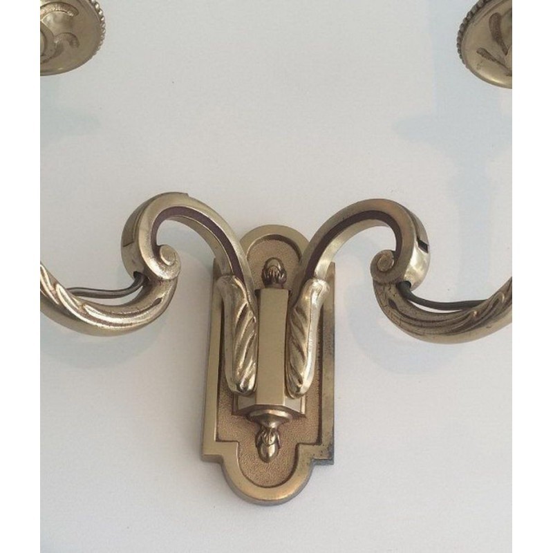 Pair of Neoclassical Bronze Wall Sconces. Circa 1970