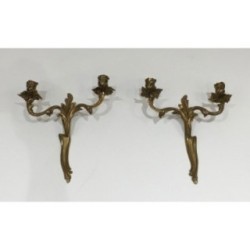 Pair of Bronze Wall Sconces in Louis XV Style, French Work, Circa 1950