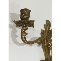 Pair of Bronze Wall Sconces in Louis XV Style, French Work, Circa 1950